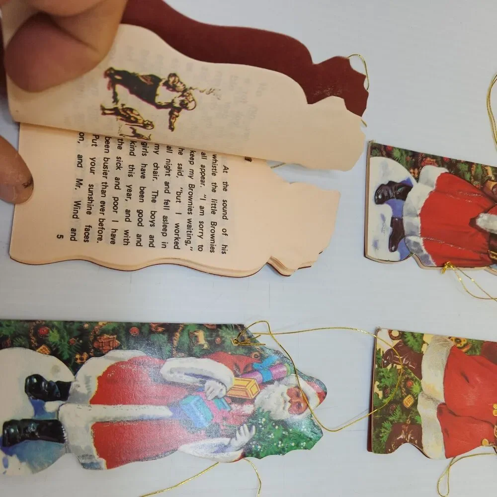 [lot 6] Vintage Santa Ornament Die Cut Cardboard Decoration Books Taiwan